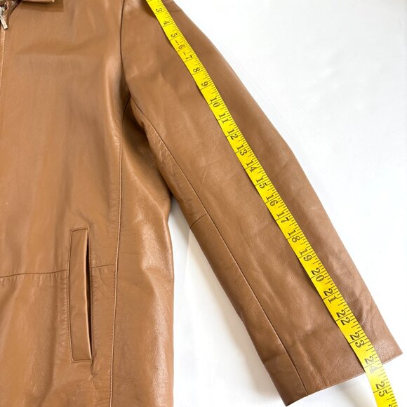 Excelled Mens Tan Brown Leather Jacket Size L Zip Front Collared 100% Leather - Picture 13 of 14
